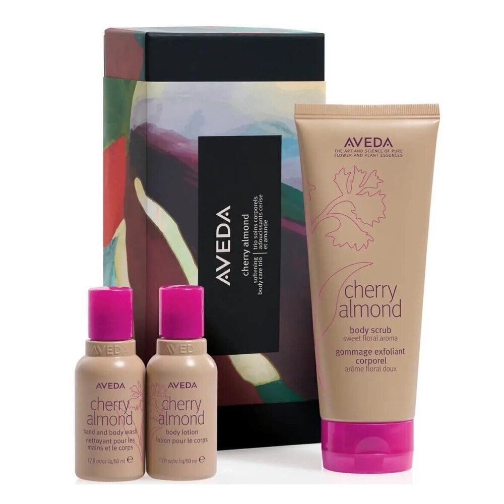Aveda Cherry Almond Body Care Trio Gift Set: Scrub, Lotion, Hand and Body Wash